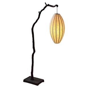 侘寂复古风树枝新中式落地灯茶室书房卧室禅意氛围灯笼布艺钓鱼灯