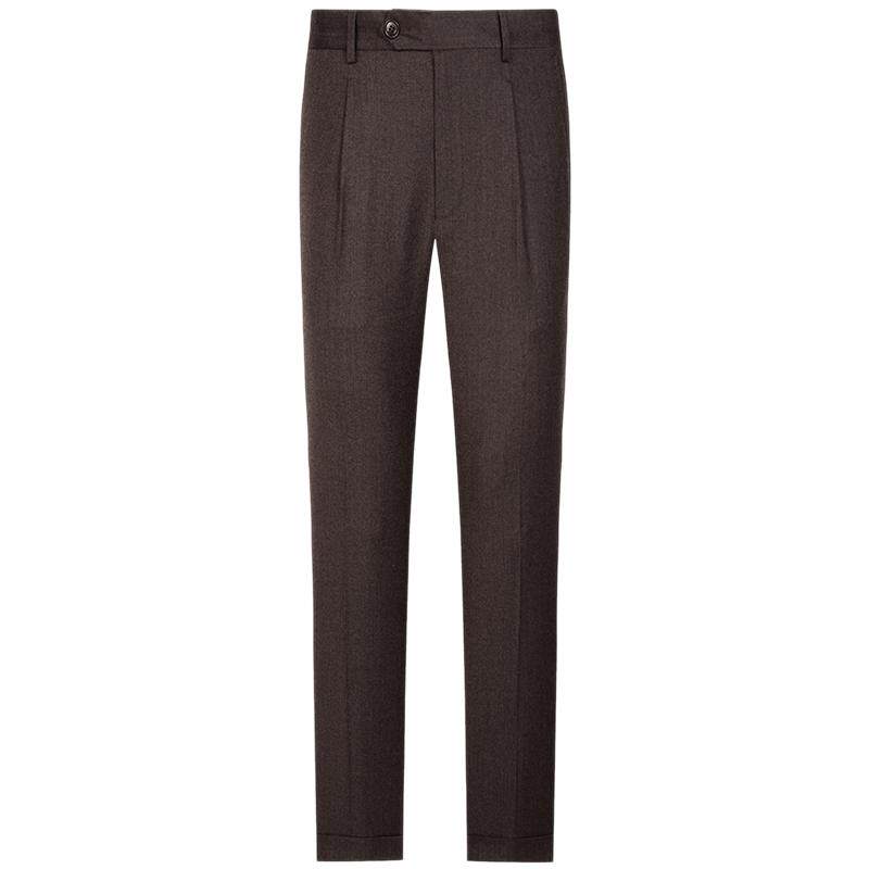 东博利尼复古花咖色秋冬季西裤