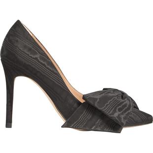 LK BENNETT黑色尖头高跟鞋2025年秋新10cm细跟绒缎蝴蝶结轻奢贵气