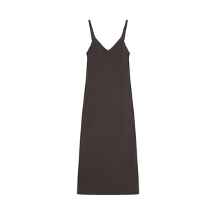 JNBY/江南布衣夏季女吊带针织连衣裙纯色S型V领吊带毛衫长裙通勤