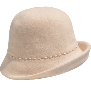 疯帽子 法式赫本风羊毛渔夫帽翘边保暖显脸小盆帽子女秋冬新品