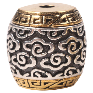 藏银六字真言桶珠 DIY手工配件材料万字桶珠星月菩提隔珠手串配饰