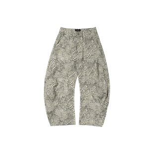 CountryMoment【男女同款】宽松廓形豹纹牛仔裤休闲阔腿弯刀长裤