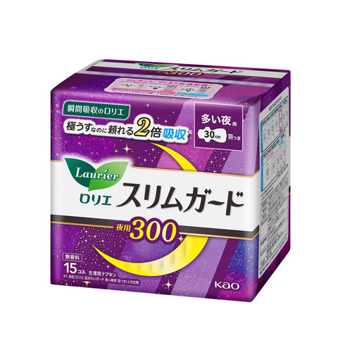 日本正品花王卫生巾夜用瞬吸超薄护翼绵柔亲肤无荧光剂S30cm15枚