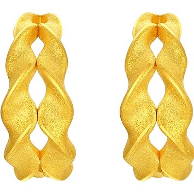 潮宏基黄金耳钉简约百搭