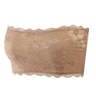 蕾丝抹胸内衣女无肩带打底防走光白色内搭背心聚拢裹胸式上衣吊带