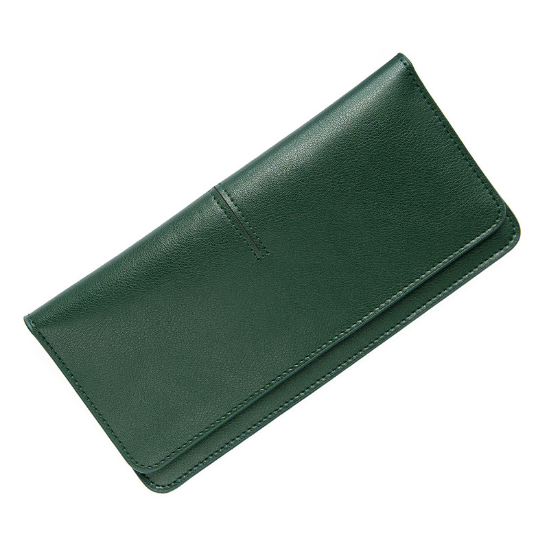 欧美大牌简约超薄长款钱包女真皮2024新款气质搭扣卡位软牛皮钱夹
