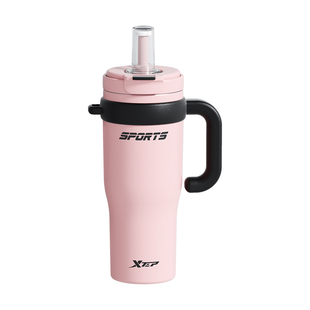 特步巨无霸吸管保温杯316不锈钢高颜值大容量水壶车载水杯冰霸杯