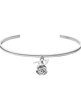 [礼物]DIESEL男女同款D LOGO银色手镯配饰DX1620