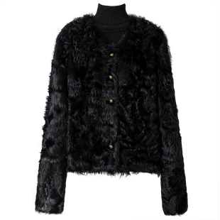 羊皮毛一体外套女2025冬高端原创托斯卡纳羔羊毛羊剪绒真皮草大衣