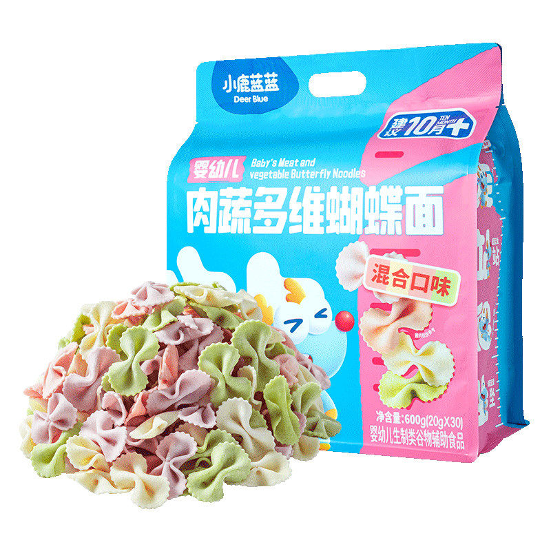 小鹿蓝蓝婴幼儿肉蔬蝴蝶面10月+