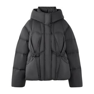 【90白鸭绒】秋水伊人连帽黑色羽绒服女2026冬新款女小个子面包服
