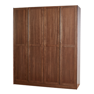 顺心家具卧室衣柜家用实木定制衣柜黑胡桃色四门衣柜