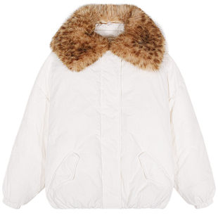 落落狷介白色短款羽绒服女2025年新款毛领加厚外套小个子保暖冬季