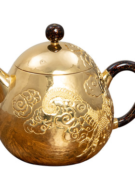 臻宝堂999足金手工龙旦泡茶金壶