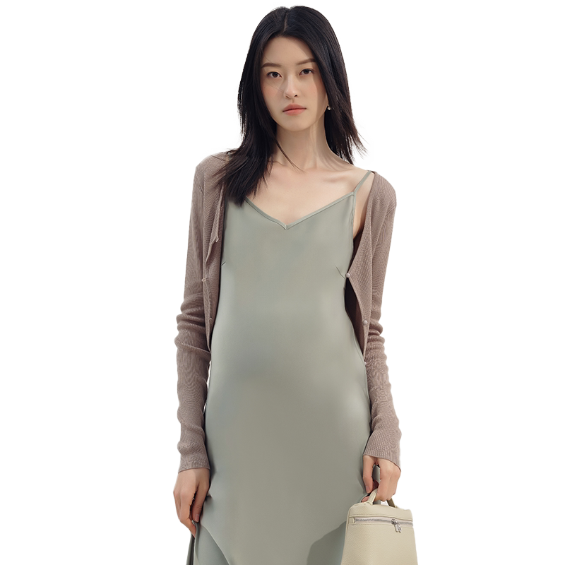 SELLYNEAR孕妇开衫薄外套春秋新款莱赛尔高级感珍珠扣防晒针织衫