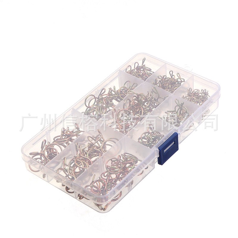 250PCS盒装镀锌钢丝弹性强力卡箍5-14mm组合弹性钢丝卡箍钢丝抱箍