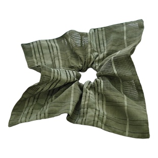 秋冬新款温柔高知穿搭森系日系户外风橄榄绿格子方巾发圈女高级感