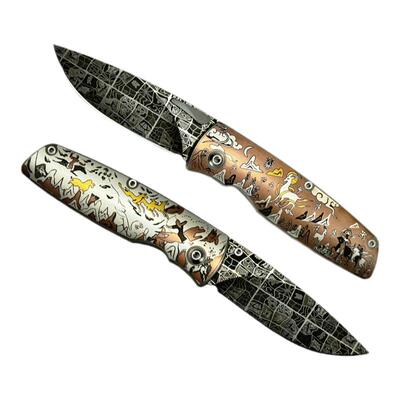 巴赫铁翦金大马士革钢折刀