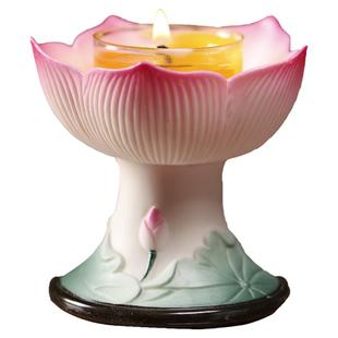 陶瓷高脚烛台复古供佛家用蜡烛台座香炉供奉蜡台底座佛前供香一体