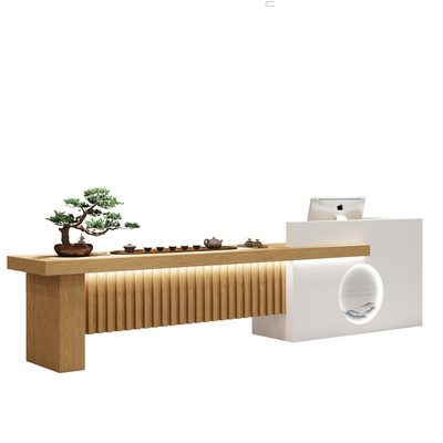 新中式养生馆茶馆吧台收银台茶桌