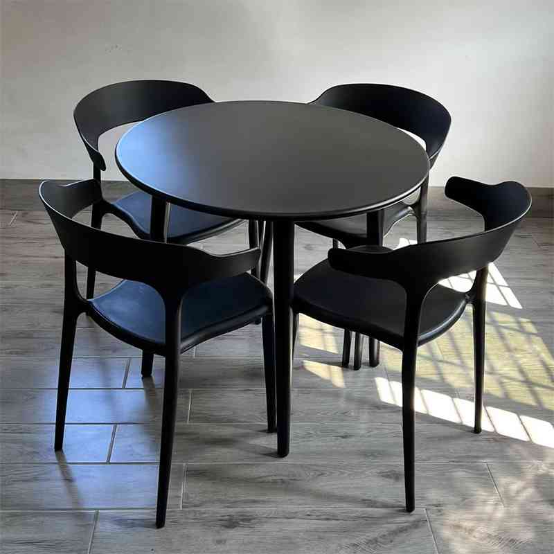 网红塑料洽谈桌椅组合接待桌商务用店面会客碳钢小圆桌办公室休闲