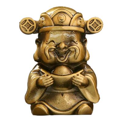 复古空心黄铜微雕财神爷桌面摆件
