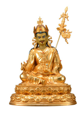 全鎏金莲花生大士铜像摆件