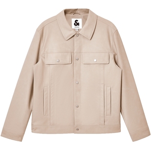 杰克琼斯男装春秋季新款休闲25年基础纯色口袋组合PU皮衣夹克外套