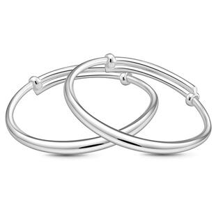 宝宝银手镯单只9999纯银儿童小孩银镯子婴儿实心满月周岁生日礼物