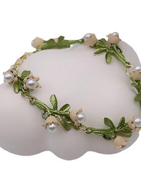 铃兰花珍珠项链女小众颈链锁骨链轻奢耳环手链小众生日礼物配饰