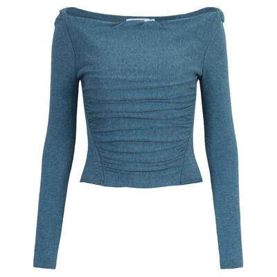 CALVINLUO一字肩褶皱长袖套衫