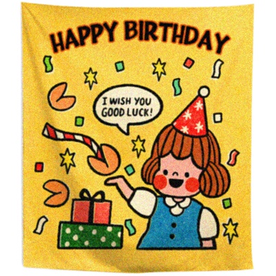 马吉吉 韩国INS可爱生日派对装饰场景布置背景墙挂布挂旗拍照道具