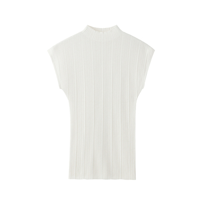 440ME女士混纺立体织纹短袖上衣