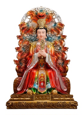 新款树脂彩绘九龙圣母神像供奉