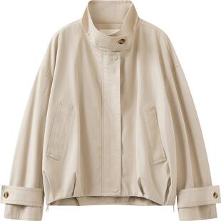 播商场同款摩登复古风短款立领宽松短外套女26春新款BDT1WD1180