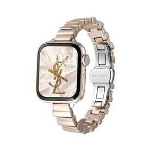 适用iwatchs9手表带质感s10女款applewatchs9小众新款s8s7苹果智能11手表链s6s54金属iwatchse女士高级感腕带