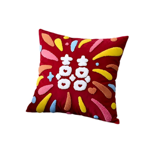 大红喜字婚房轻奢氛围感抱枕客厅沙发抱枕套不含芯靠枕床头靠背垫