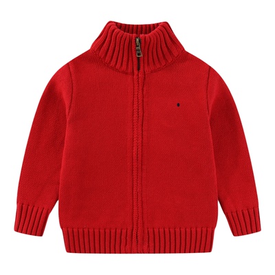 RL119标男女童针织衫拉链开衫外套纯棉线衣毛衣春秋冬季