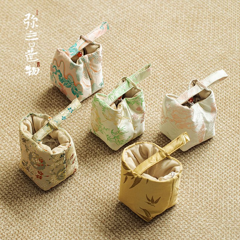 弥言手工布艺茶事包盖碗茶壶收纳袋茶杯布袋便携手提布包茶道配件