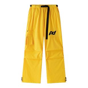 ACMEAURA 秋冬街舞潮牌美式街头宽松休闲黄色工装裤女