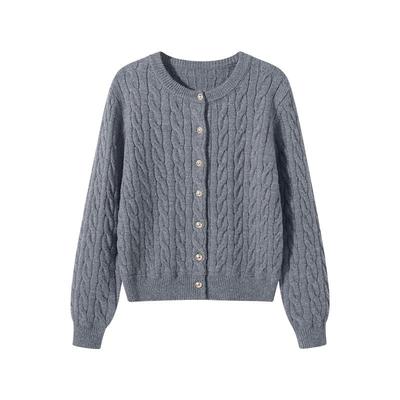 班尼路加厚绞花针织衫毛衣外套女