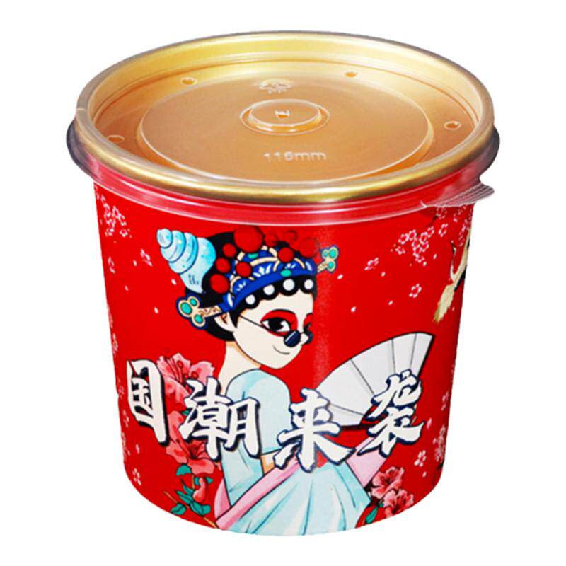国潮圆形金箔纸粥桶汤碗打包盒