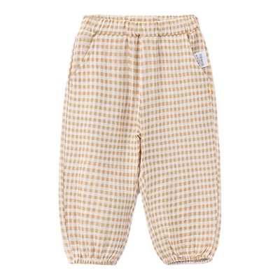 moimoln小云朵童装26年夏新款儿童休闲裤宝宝防蚊裤时尚格纹裤子