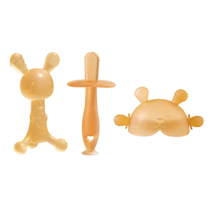 马博士婴儿牙胶磨牙胶棒小蘑菇宝宝安抚玩具防吃手牙咬胶3件套