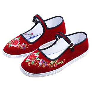 汉服鞋绣花鞋千层底老北京纯布底刺绣上线女式鞋春秋新款手工布鞋