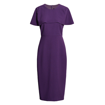 罗衣别致斗篷袖修身连衣裙