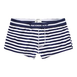 SEOBEAN/希宾男生宽松家居短裤阿罗裤青年运动平角内裤条纹弹力棉