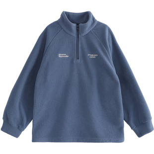 NNGZ女童摇粒绒卫衣冬季休闲立领儿童校服内搭上衣童装百搭套头衫