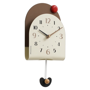 WOZOOM屋准免打孔简约现代客厅2025新款时钟表挂墙家用可摇摆挂表